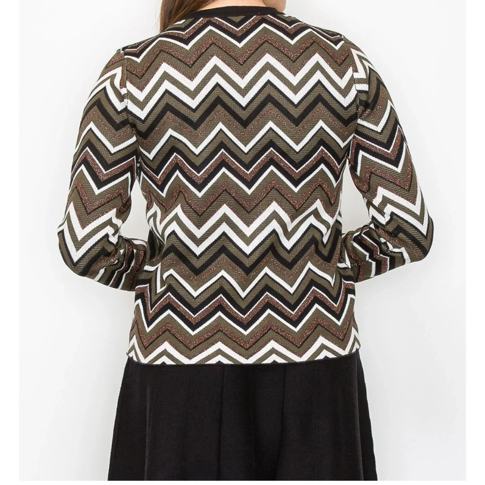 YAL New York Chevron Wave Sweater Size S Olive NWOT